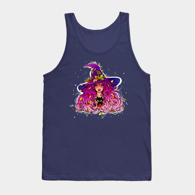 Cute Halloween Autumn Witch Tank Top by machmigo